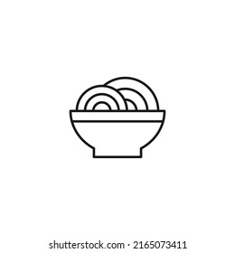 Food and nutrition concept. Minimalistic monochrome illustration drawn with black thin line. Editable stroke Vector icon of Japanese noodle 