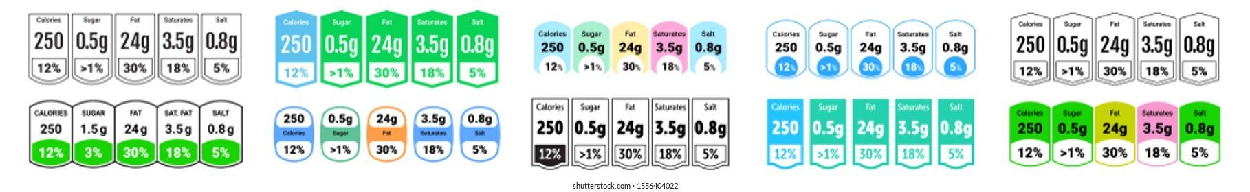 Food Nutrition Facts And Daily Value, Vector Package Labels Templates. Nutrition Facts Info Table, Food And Drink Daily Value In Servings With Percentage And Grams