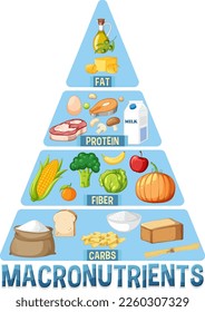 Food nutrition groups pyramid illustration