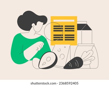 Food nutritional quality abstract concept vector illustration. Nutrition value, health maintenance, human metabolism, organic food livestock, quality inspection and certification abstract metaphor.