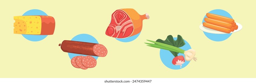 Objeto y artículo de la comida del Vector del supermercado