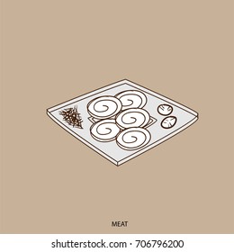 food object meat hand drawing