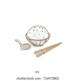 food object rice hand drawing