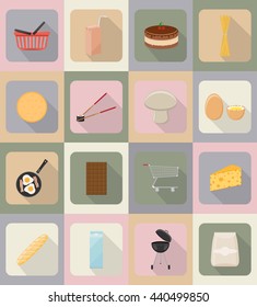food and objects flat icons vector illustration isolated on background