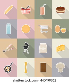 food and objects flat icons vector illustration isolated on background