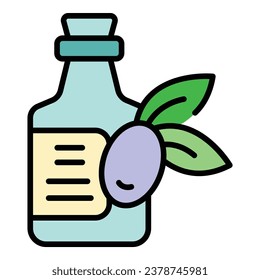 Food oil icon outline vector. Olive virgin. Drop plant color flat