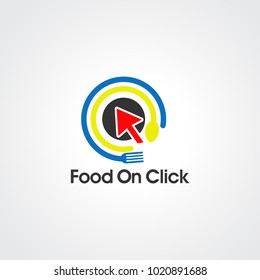 food on click logo vector , template, icon, and element for business