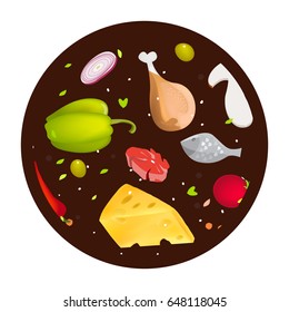 Food on a dark background