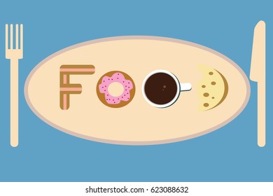 food on dish vector.