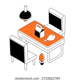 Essen auf dem Tisch, das das Konzept des Esstisches bezeichnet