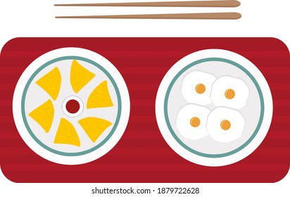 Food on the table ,illustration, vector on white background.