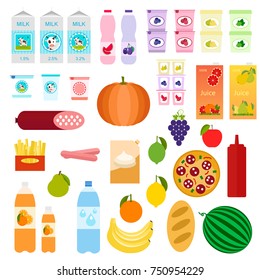 Food on a white background, set of vector icons.