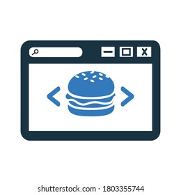 Food, online order icon on isolated white background