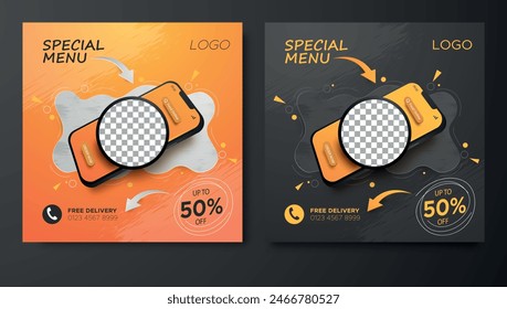 Food online promotion on mobile concept