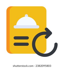 Food order history in flat icon. Arrow, repeat, reverse, food delivery, restaurant