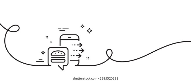 Symbol für Lebensmittelbestellungen. Kontinuierlich eine Linie mit curl. Apps zur Speisezustellung Symbol für Online-Catering-Service. Lebensmittelbestellung Einfarbbandbreite. Loop-Kurve Muster. Vektorgrafik