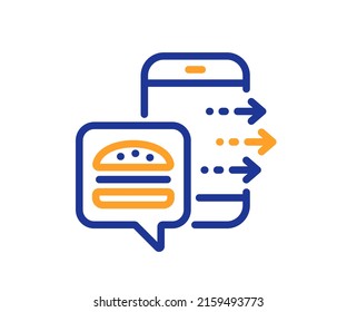 Food Order Line Icon. Meal Delivery App Sign. Online Catering Service Symbol. Colorful Thin Line Outline Concept. Linear Style Food Order Icon. Editable Stroke. Vector