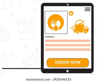 Food order payment in mobile app vector illustration 