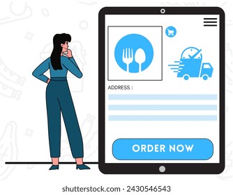 Pago de pedido de alimentos en la ilustración vectorial de la aplicación móvil 