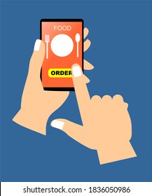food order via smartphone vector illustration