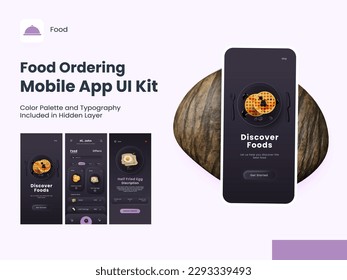 Food Ordering Mobile App UI Kit with Multiple Screens For Restaurant or Hotel.