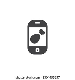 Food ordering mobile phone screen vector icon. filled flat sign for mobile concept and web design. Smartphone food delivery simple solid icon. Symbol, logo illustration. Pixel perfect vector graphics