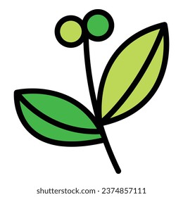 Food oregano icon outline vector. Leaf herb. Plant basil color flat