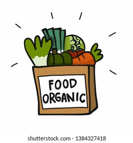 Food organic vegetable in paper bag cartoon vector illustration