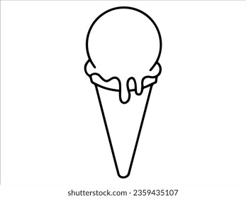 Food Outline Ice Cream cone or Sweet Food Line Art icon