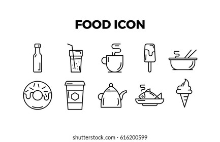food outline icon set
