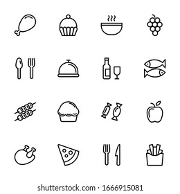 Food outline Icons, stroke - vectors 