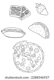 Food outline illustration vector image. Hand drawn food sketch image artwork. Simple original logo icon from pen drawing sketch.