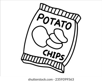 Food Outline Potato Chips or Snack Food Line Art icon