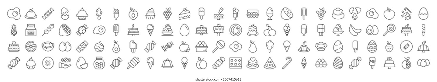 Food Outline Style Icons for Design, Cards, Apps, Social Networks