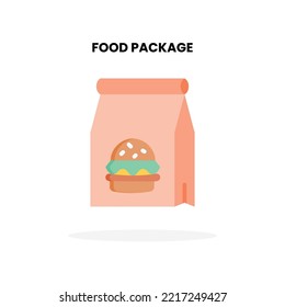 Food package flat icon with different style. Concept flat icon take away fast food burger. Isolated on white background