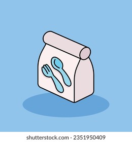 Food Package Free vector cartoon icon illustration.Lunchtime Signs and Texts icon concept isolated . flat cartoon style