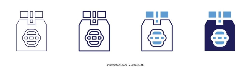 Food package icon in 4 different styles. Thin Line, Line, Bold Line, Duotone. Duotone style. Editable stroke.