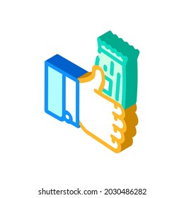 Lebensmittelverpackung isometrischer Icon Vektorgrafik. Lebensmittelverpackungszeichen. einzelne Symbolillustration