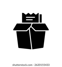 Un paquete de alimentos con un Comprobante, que simboliza un pedido de entrega de alimentos completado para Clientes