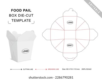 Food packaging box die cut template