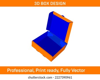 Food packaging box dieline template and 3D render