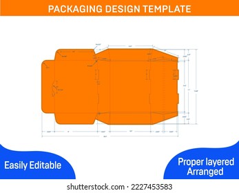 Food packaging box dieline template and 3D render file_3D box