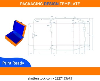 Food packaging box dieline template and 3D render