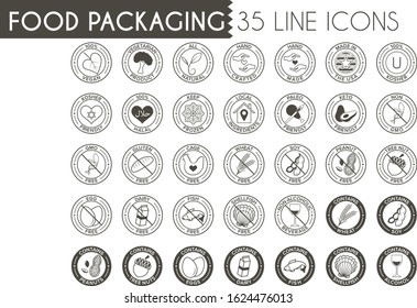 Food Packaging Line Icon Set