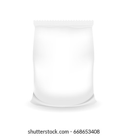 Food Packaging of Paper or Foil. Chips bag package. Snack Blank Sachet Bag. Mockup Template, Mock Up. 