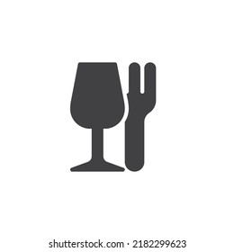Food packaging vector icon. filled flat sign for mobile concept and web design. Glass and fork glyph icon. Symbol, logo illustration. Vector graphics