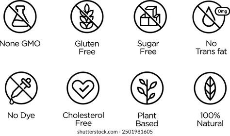 Food and packaging vector icons set