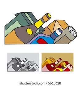 Food and the packing. Simple vector.