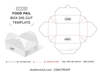 Food pail box small die cut template	