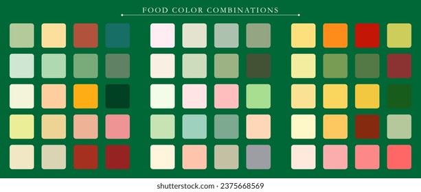 Food palette. Trend color palette guide template. An example of a color palette. Forecast of the future color trend. Match color combinations. Vector graphics. Eps 10.